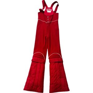 HCB Hot Gear Ski Bibs Womens 9 Red Excellent Vintage 70s Wool Blend Bib HGB
